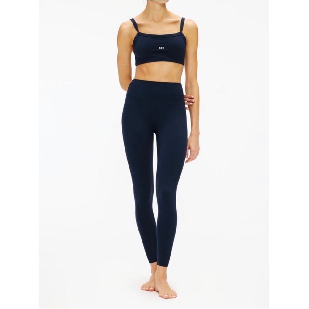 SET Active High Waisted Seamless Leggings Navy Blue Womens Size S